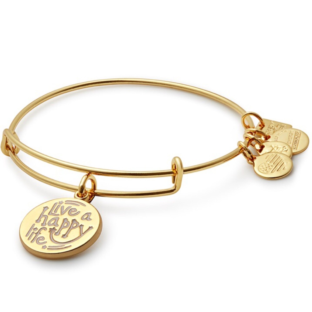 Alex and Ani Gold Charm Bangle “Live a Happy Life”